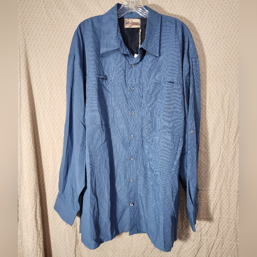 Meridian Expedition Blue Long Sleeve Button Down Shirt Men's 2XL New With Tags